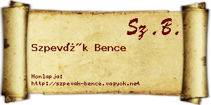 Szpevák Bence névjegykártya